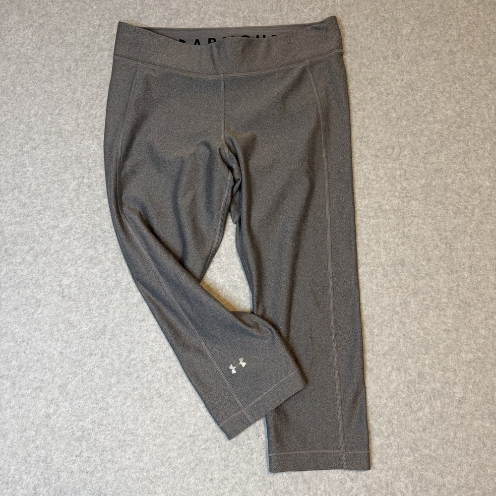 Under Armour HeatGear Womens L Compression Leggings Gray Crop‎ Athletic Pants
